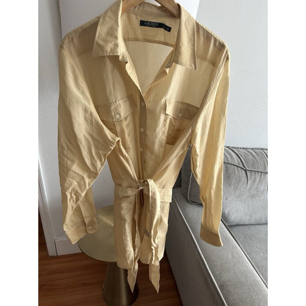 Lauren Ralph Lauren Silk Blend Shirt XXL Preppy Belted Old Money